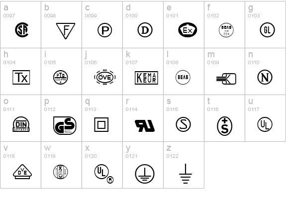 Technical LH Pi Two lowercase a-z preview