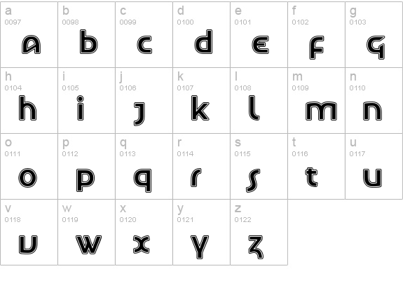 TechnoInline lowercase a-z preview
