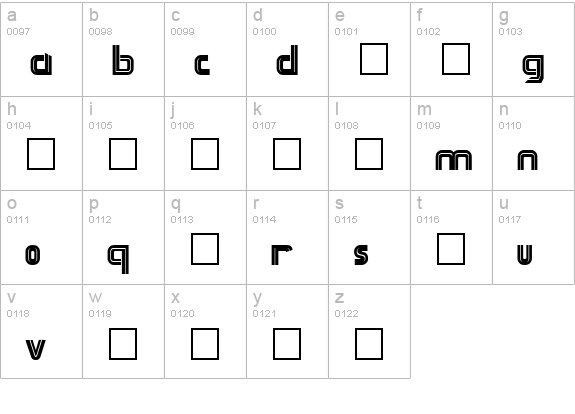 Techtonic lowercase a-z preview