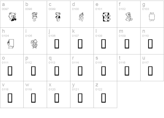 Teddybers Too lowercase a-z preview