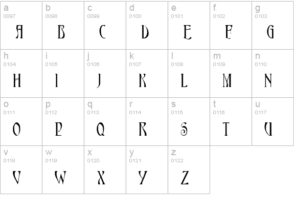 Tedeum lowercase a-z preview