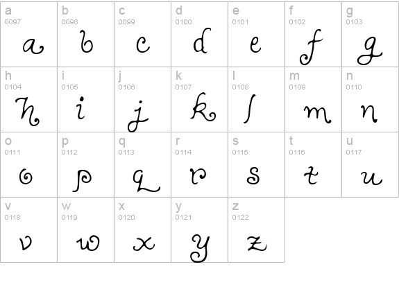 Teenage Girl 1 lowercase a-z preview