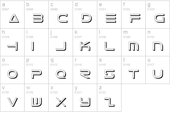 Tele-Marines Shadow lowercase a-z preview