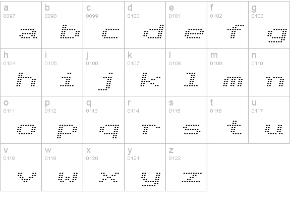 Telidon Ex Italic lowercase a-z preview