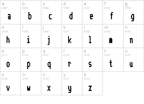 Telidon Ink CdHv lowercase a-z preview