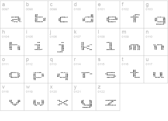 Telidon Ink Ex lowercase a-z preview