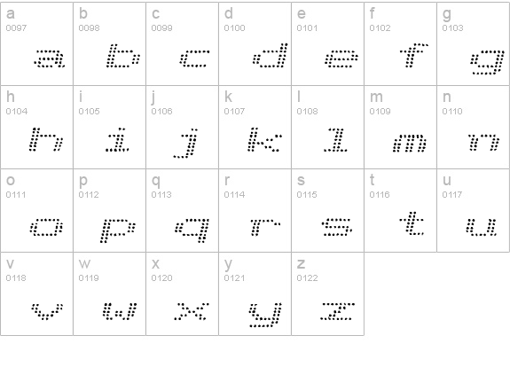 Telidon Ink Ex Italic lowercase a-z preview