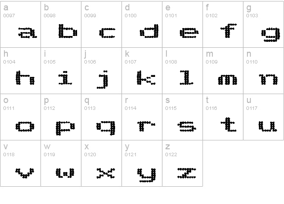 Telidon Ink ExHv lowercase a-z preview