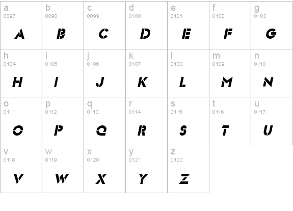 Templett Italic lowercase a-z preview