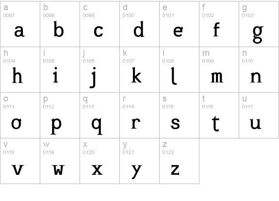 TempMono lowercase a-z preview