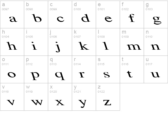 Tempo Font Ex Left lowercase a-z preview