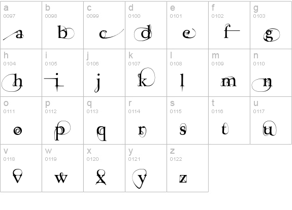 Tension lowercase a-z preview