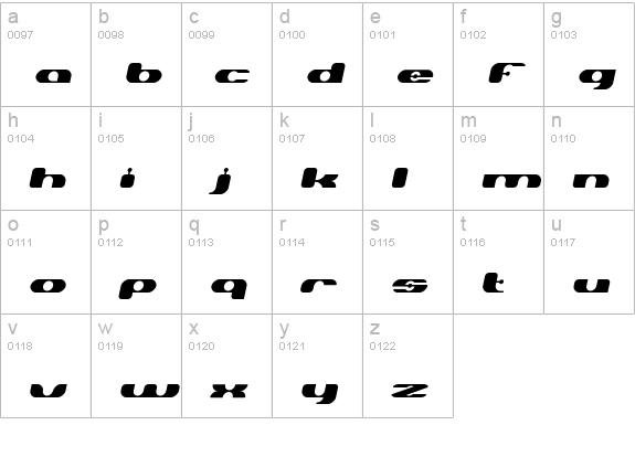 Terminal-Italic lowercase a-z preview