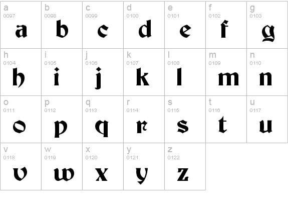Tesoro lowercase a-z preview