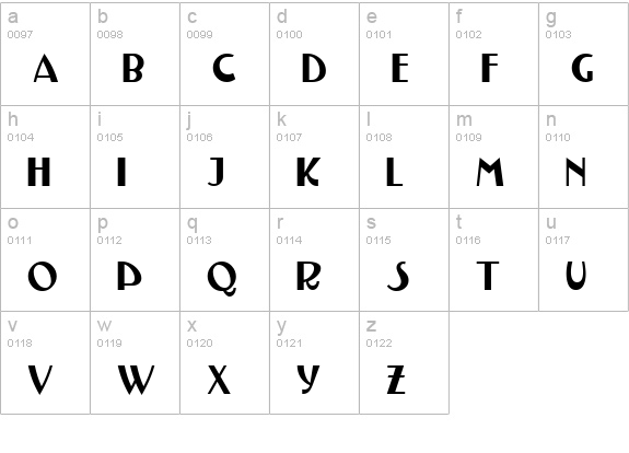TestarossaNF lowercase a-z preview