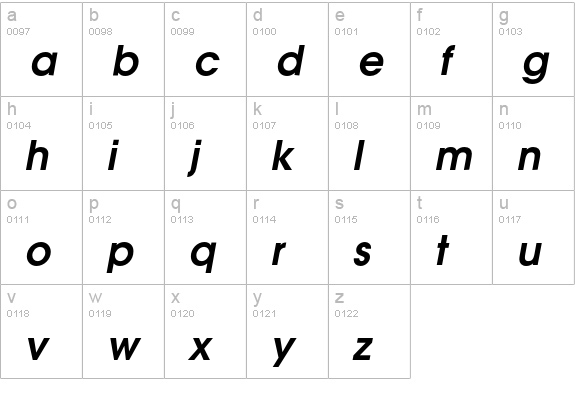 TeX Gyre Adventor Bold Italic lowercase a-z preview