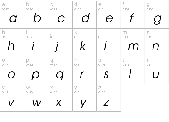 TeX Gyre Adventor Italic lowercase a-z preview