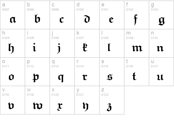 TeXplus EF Bold lowercase a-z preview