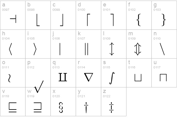 TeXplus SY lowercase a-z preview