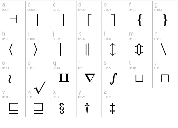 TeXplus SY Bold lowercase a-z preview