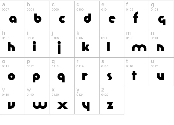 TFRoux-Extrabold lowercase a-z preview