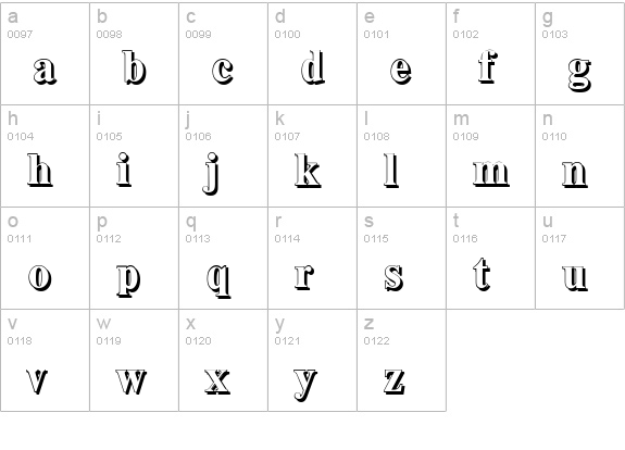 ThamesShadow-Bold lowercase a-z preview