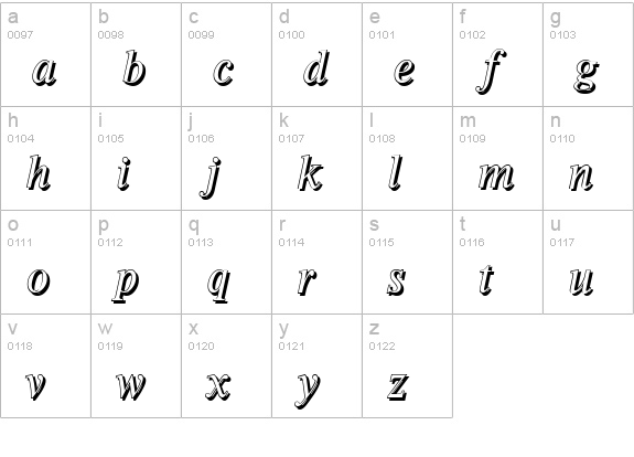 ThamesShadow-Italic lowercase a-z preview