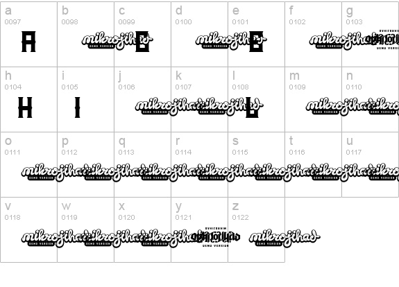 The Black Veil DEMO lowercase a-z preview