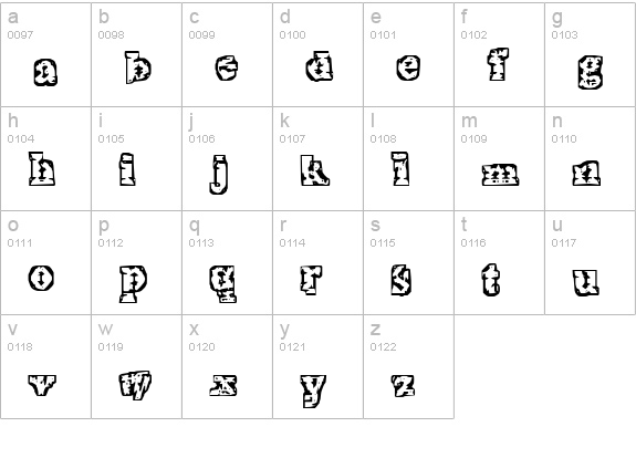 The Interzone lowercase a-z preview