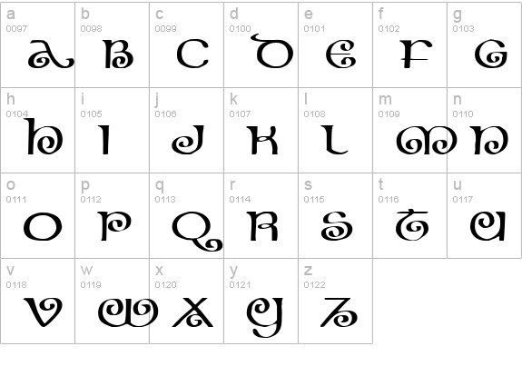 The Shire Expanded lowercase a-z preview