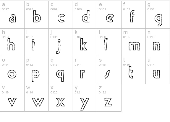 theLUXX Outiline Crashed lowercase a-z preview