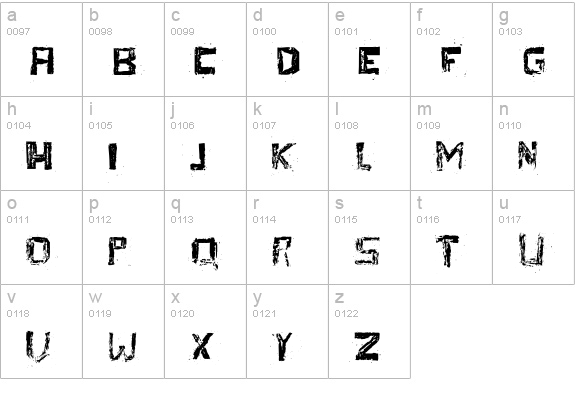 TherezaRegular lowercase a-z preview