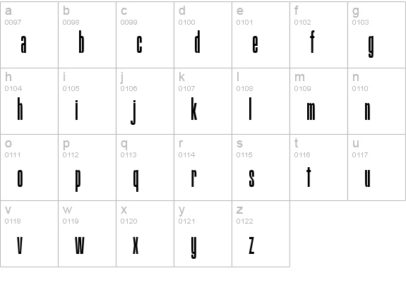 Thin Regular lowercase a-z preview