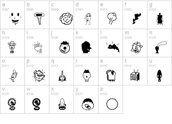 Thingbat lowercase a-z preview
