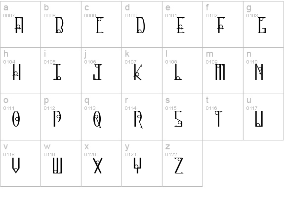 Thirteen O Clock lowercase a-z preview