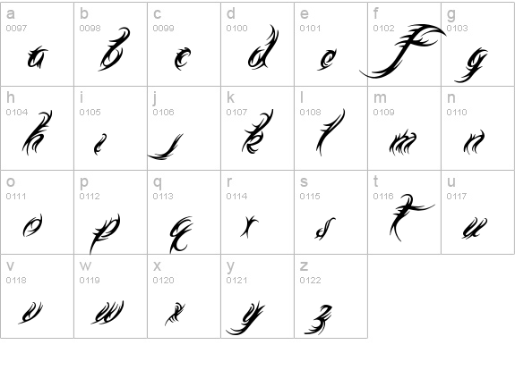 This is Tattoo lowercase a-z preview