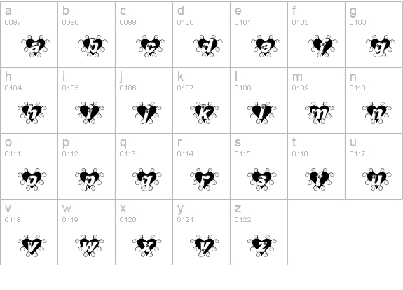 Thorn_Heart lowercase a-z preview