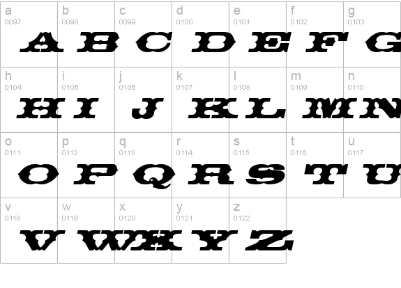Thunder row Italic lowercase a-z preview