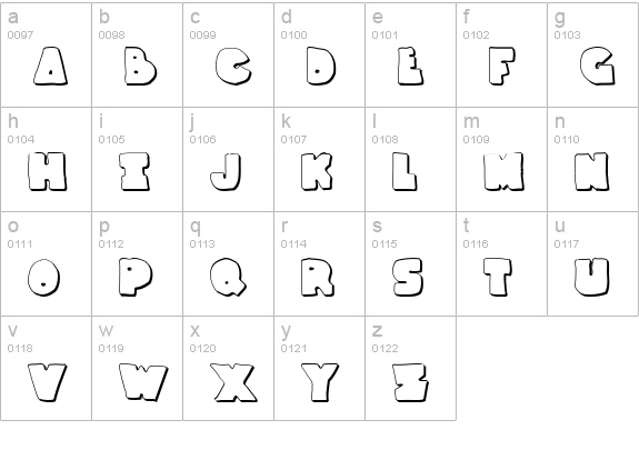 Thunder Thighs Shadow lowercase a-z preview