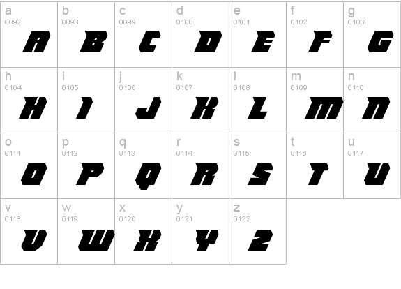 Thunder Titan lowercase a-z preview