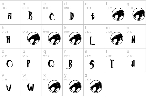 ThunderCats lowercase a-z preview