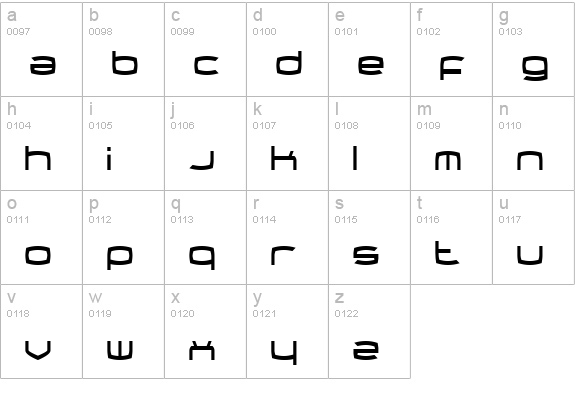 Thundergod Condensed lowercase a-z preview