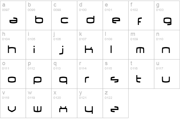 Thundergod II Condensed lowercase a-z preview