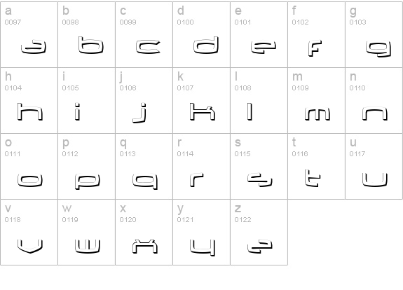 Thundergod II Shadow lowercase a-z preview