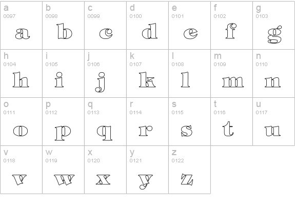 Tiffany-Heavy-Normal Hollow lowercase a-z preview