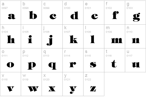 TiffanyHeavy lowercase a-z preview