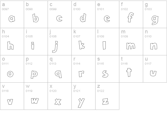 Tiki Tropic Outline lowercase a-z preview