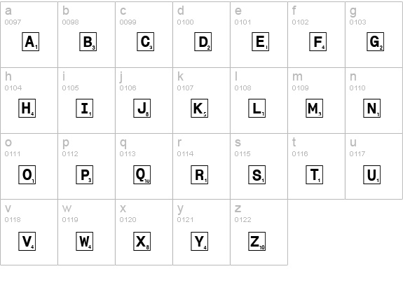 Tilez lowercase a-z preview