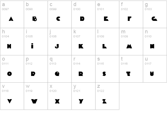 Timepiece lowercase a-z preview