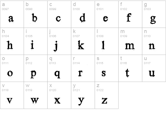 Times New Yorker lowercase a-z preview